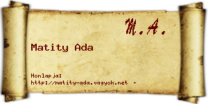 Matity Ada névjegykártya